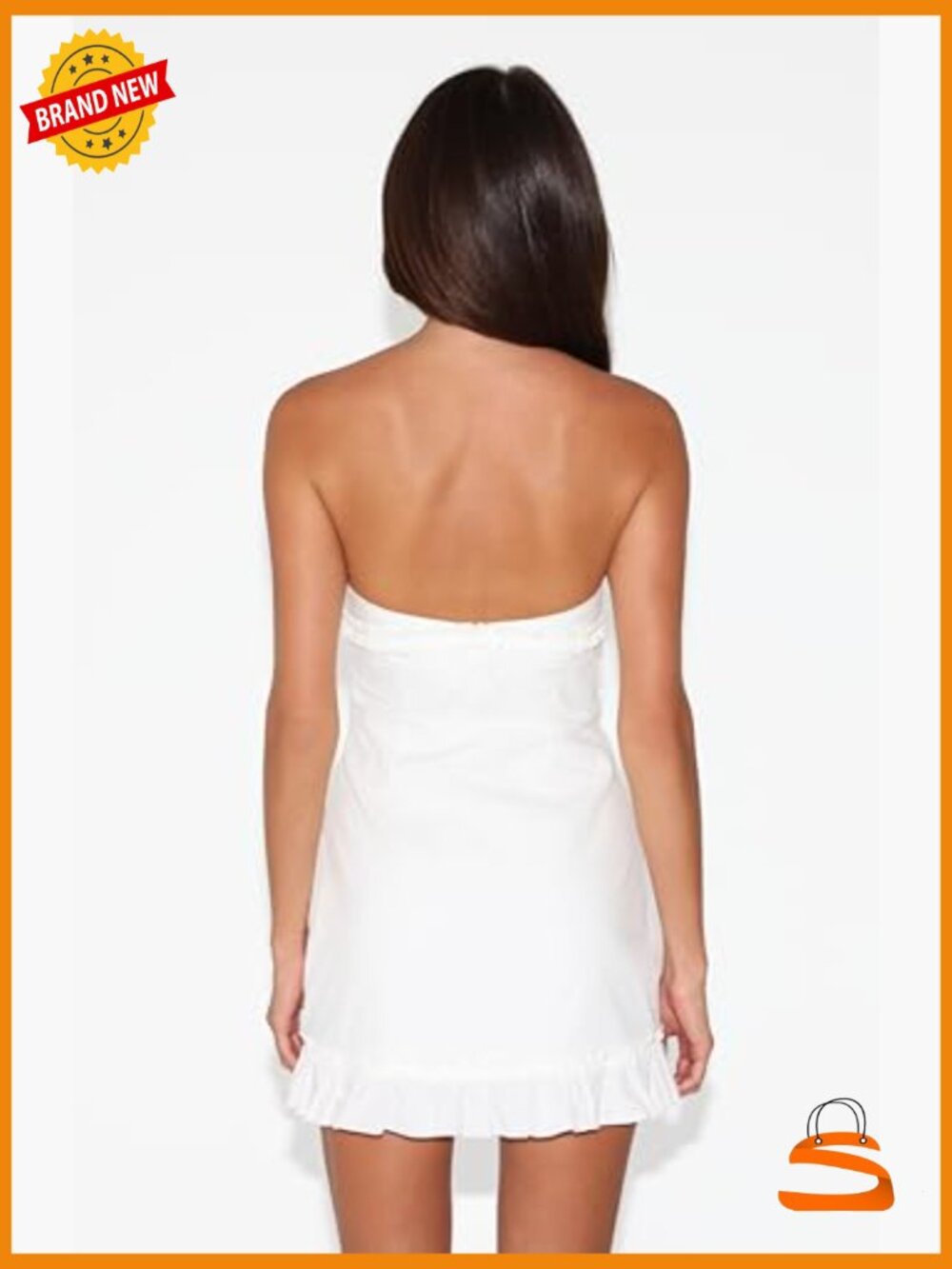 Strapless Mini Dress with Sweetheart Neckline & Ruffle Hem - Picture 5 of 7